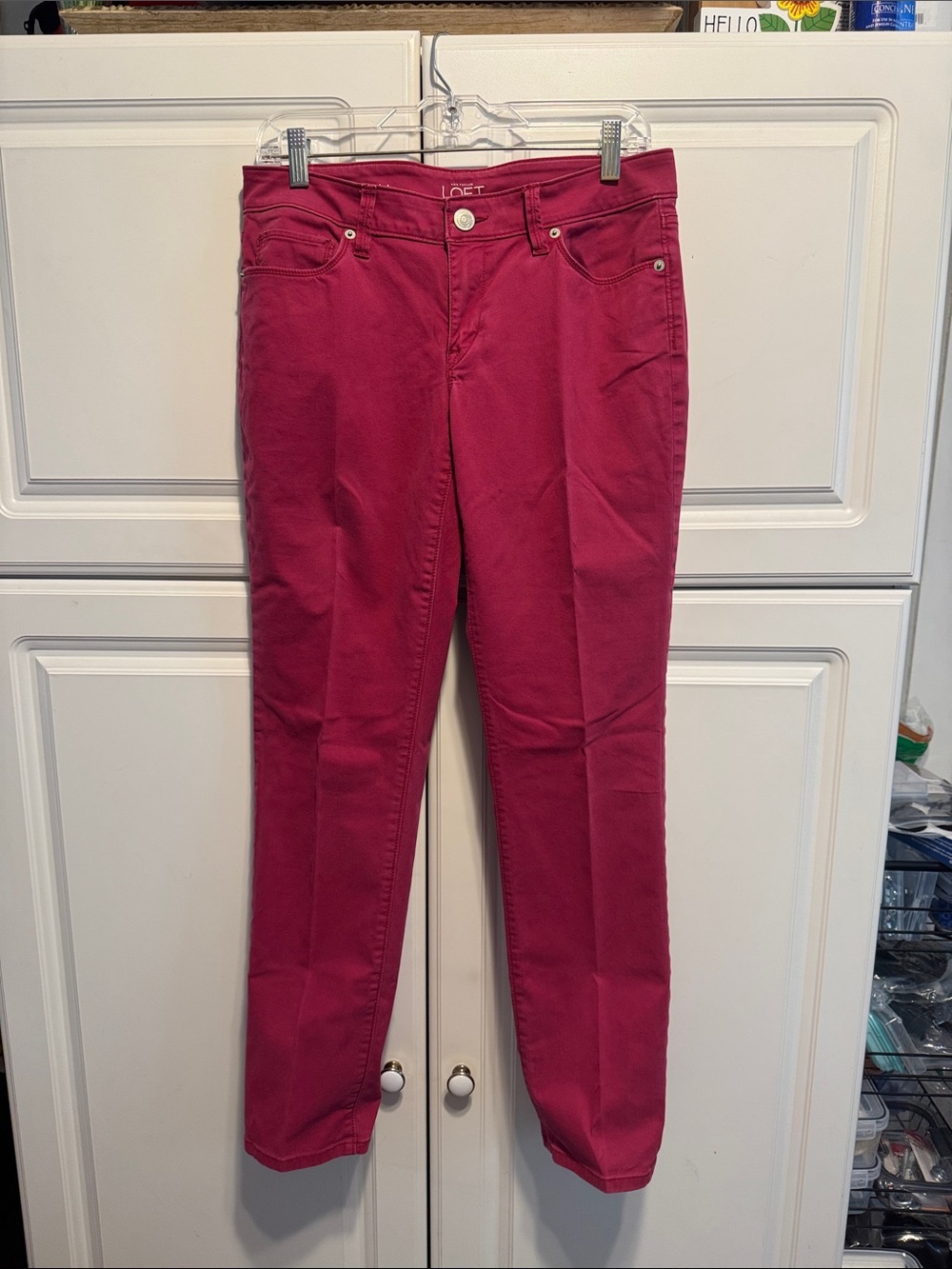 LOFT Curvy Straight-Leg Jeans in Deep Raspberry